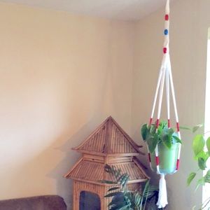 Handmade plant hanger and hand painted beads